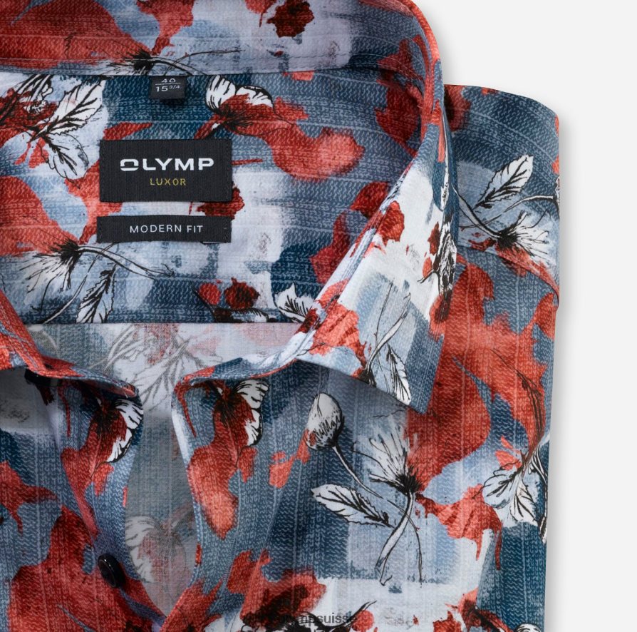 coupe moderne louxor, chemise d\'affaires, global kent, rouge OLYMP vêtements VVP4DB1191