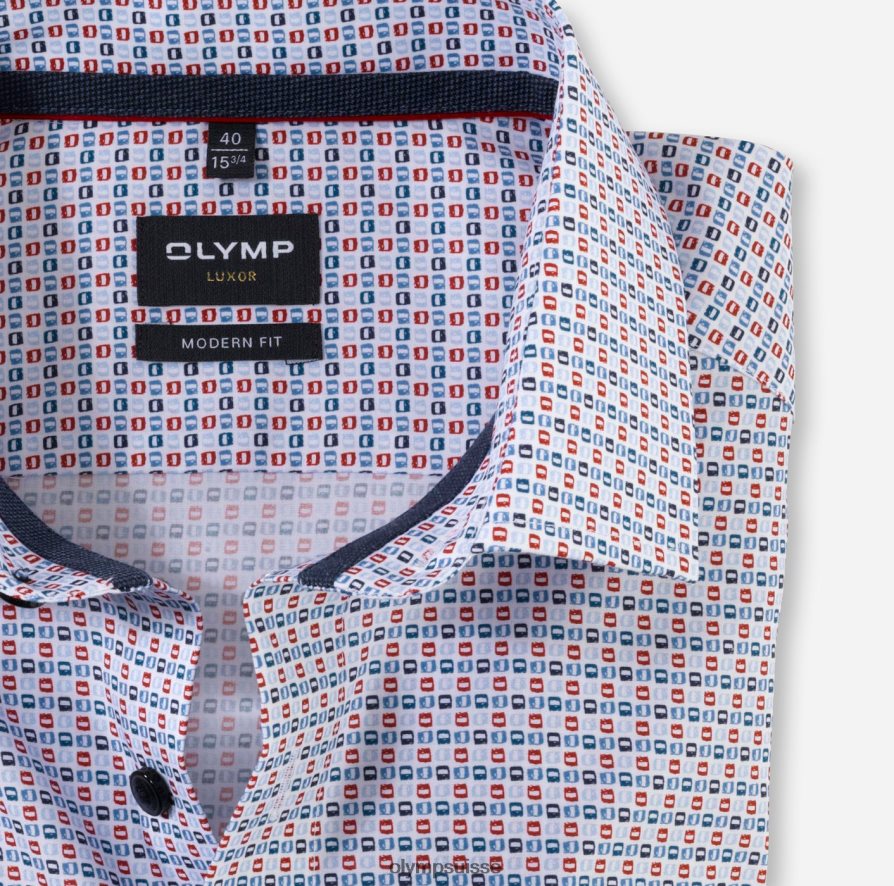 coupe moderne louxor, chemise d\'affaires, global kent, rouge OLYMP vêtements VVP4DB1216