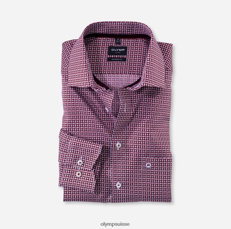 coupe moderne louxor, chemise d'affaires, manches longues extra longues, kent mondial, grenat OLYMP vêtements VVP4DB1442