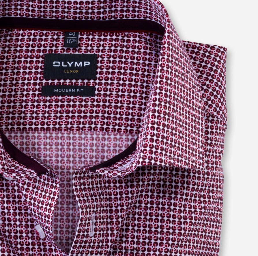 coupe moderne louxor, chemise d\'affaires, manches longues extra longues, kent mondial, grenat OLYMP vêtements VVP4DB1442