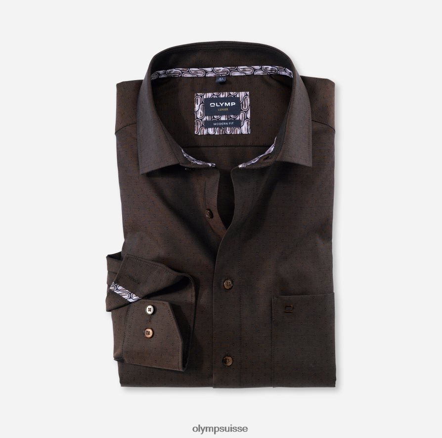 louxor coupe moderne, chemise d'affaires, global kent, marron OLYMP vêtements VVP4DB1362