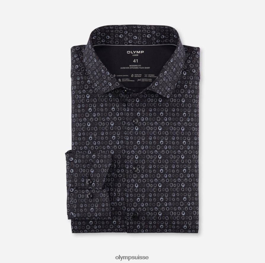 luxor 24/7 modern fit, chemise business, kent moderne, noir OLYMP vêtements VVP4DB1284