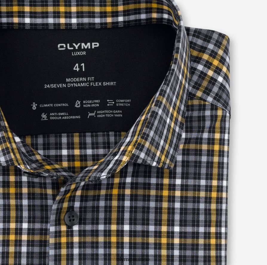 luxor 24/7 modern fit, chemise business, kent moderne, noir OLYMP vêtements VVP4DB1370