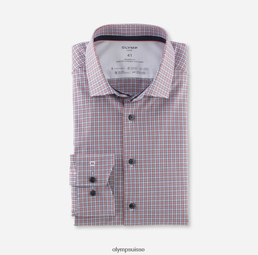 luxor 24/7 modern fit, chemise business, kent moderne, rouge OLYMP vêtements VVP4DB1203