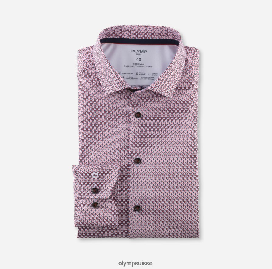 luxor 24/7 modern fit, chemise business, kent moderne, rouge OLYMP vêtements VVP4DB1205