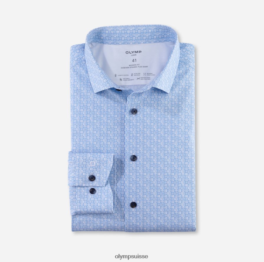 luxor 24/7 modern fit, chemise business, manches longues extra longues, kent moderne, bleu OLYMP vêtements VVP4DB1420