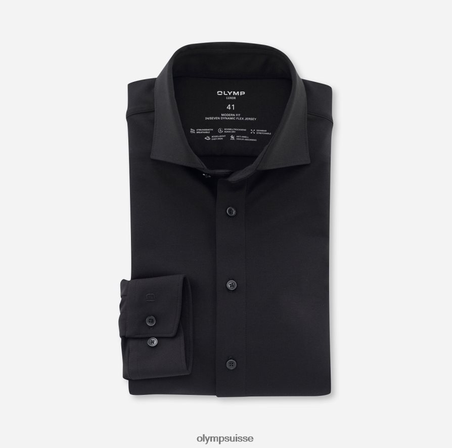 luxor 24/7 modern fit, chemise business, manches longues extra longues, kent, noir OLYMP vêtements VVP4DB1411