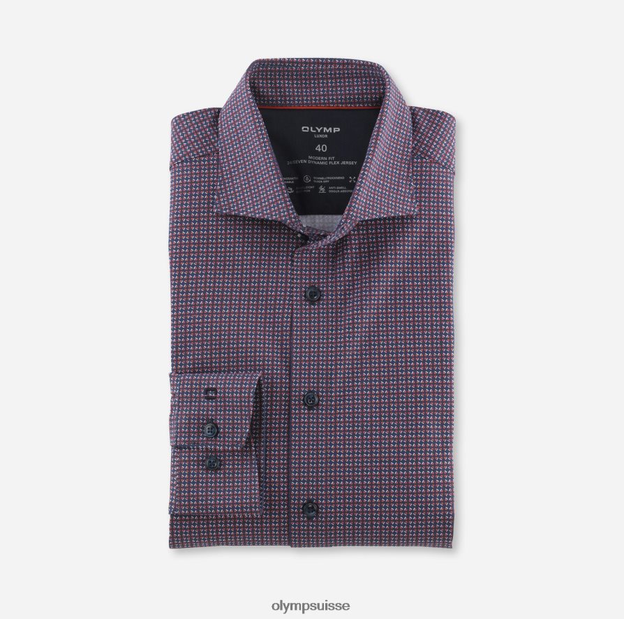 luxor 24/7 modern fit, chemise business, manches longues extra longues, kent, rouge orange OLYMP vêtements VVP4DB1419