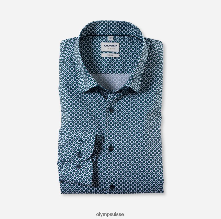 coupe corporelle niveau cinq, chemise business, sous boutonnée, émeraude OLYMP vêtements VVP4DB506