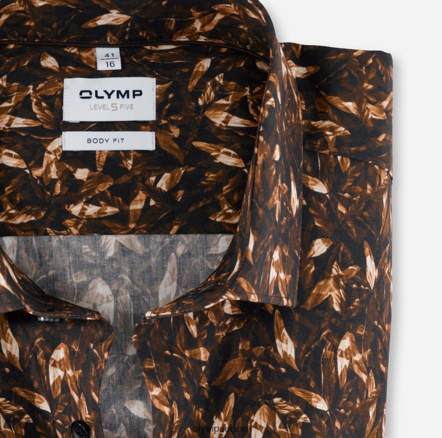 coupe corporelle niveau cinq, chemise d\'affaires, kent moderne, marron OLYMP vêtements VVP4DB783