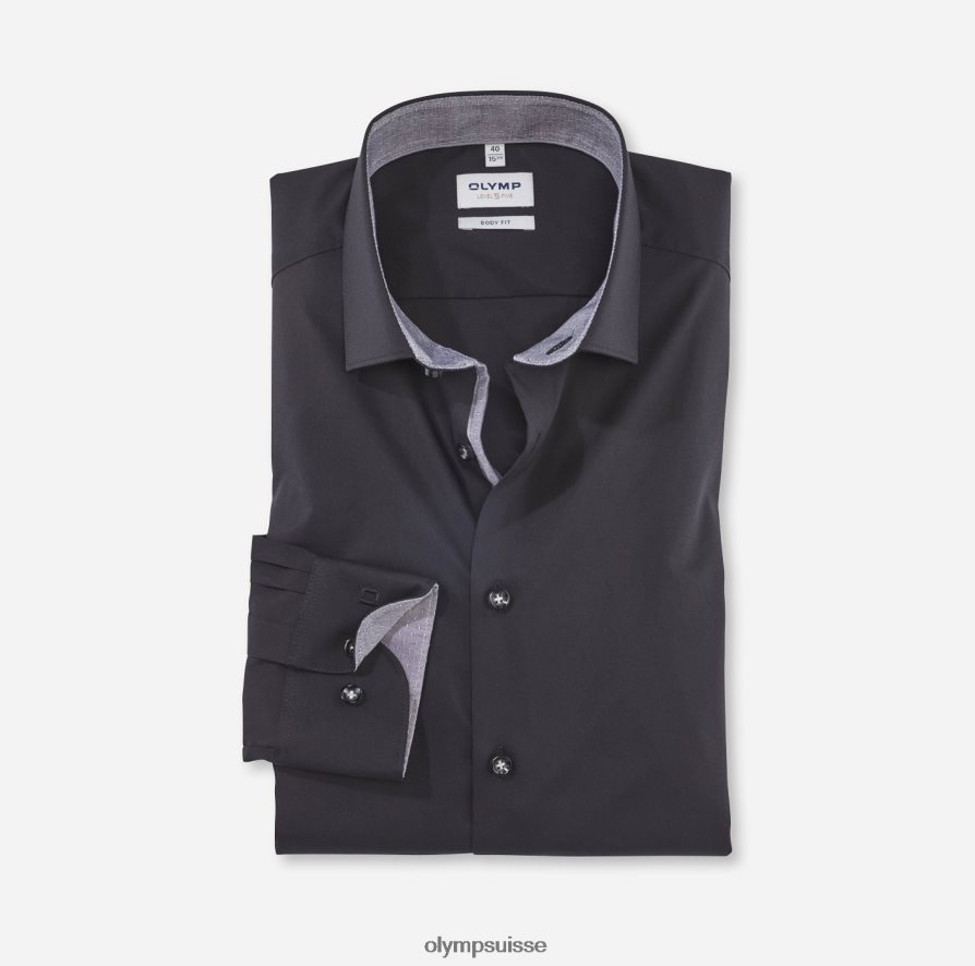 coupe corporelle niveau cinq, chemise d'affaires, kent moderne, noir OLYMP vêtements VVP4DB744