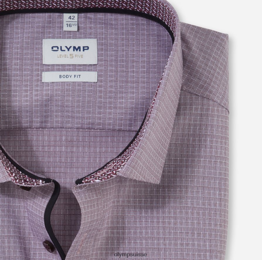 coupe corporelle niveau cinq, chemise d\'affaires, kent moderne, rouge foncé OLYMP vêtements VVP4DB650