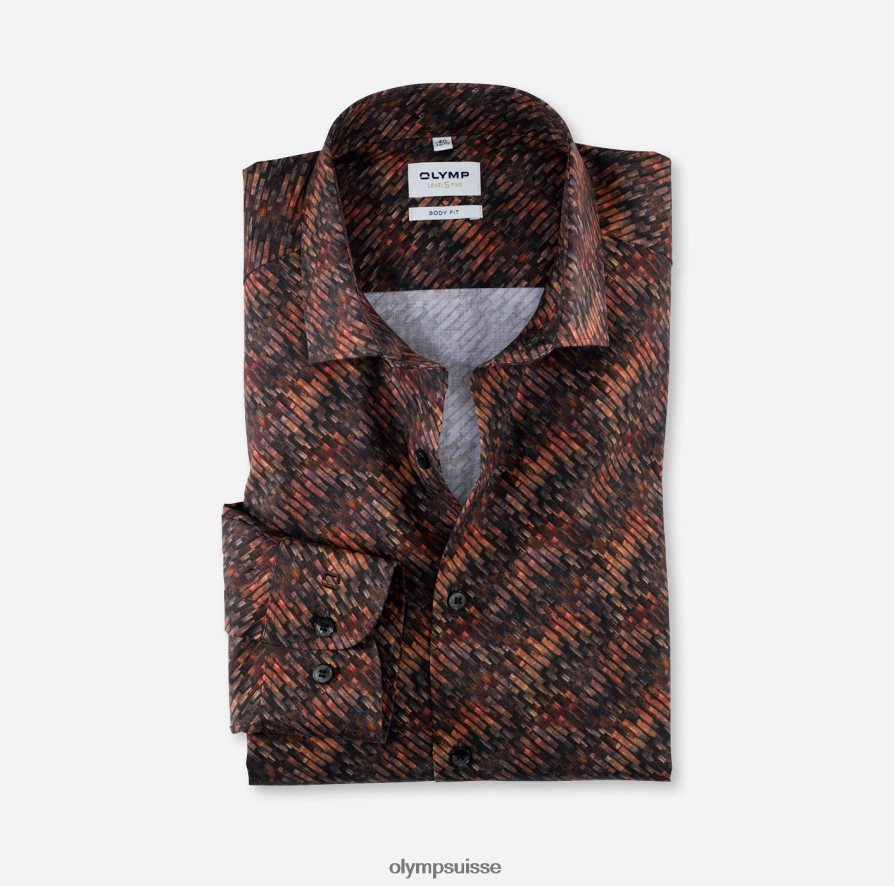 coupe corporelle niveau cinq, chemise d'affaires, kent moderne, rouge orange OLYMP vêtements VVP4DB663