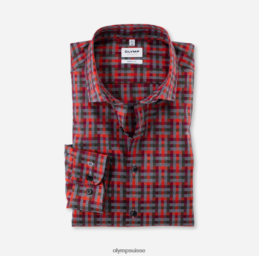 coupe corporelle niveau cinq, chemise d'affaires, kent moderne, rouge orange OLYMP vêtements VVP4DB776