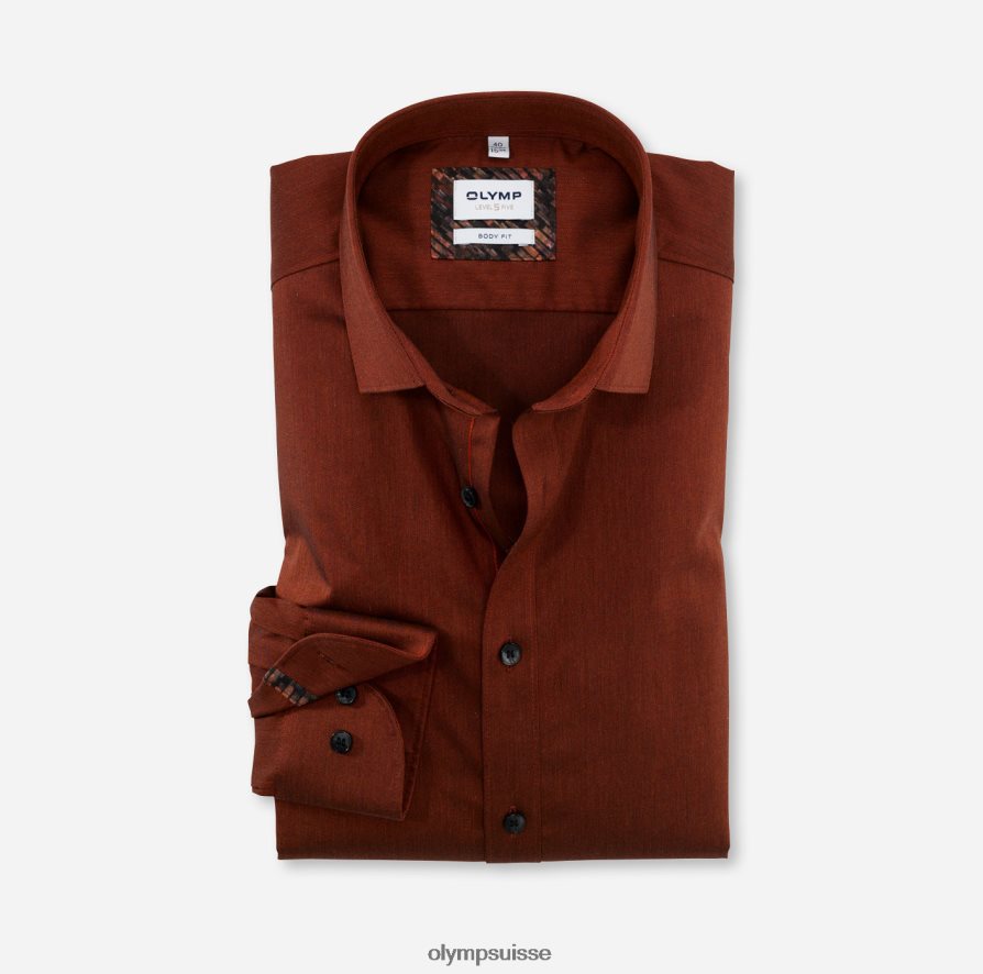 coupe corporelle niveau cinq, chemise d'affaires, kent moderne, rouge orange OLYMP vêtements VVP4DB801