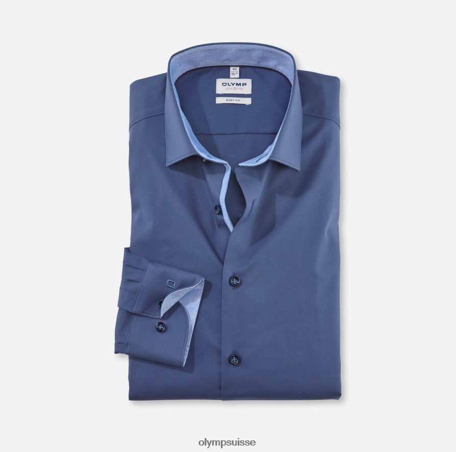 coupe corporelle niveau cinq, chemise d'affaires, manches longues extra longues, kent moderne, bleu fumée OLYMP vêtements VVP4DB896