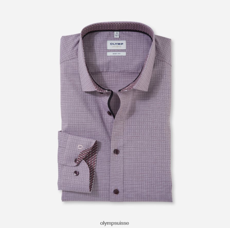 coupe corporelle niveau cinq, chemise d'affaires, manches longues extra longues, kent moderne, rouge foncé OLYMP vêtements VVP4DB904