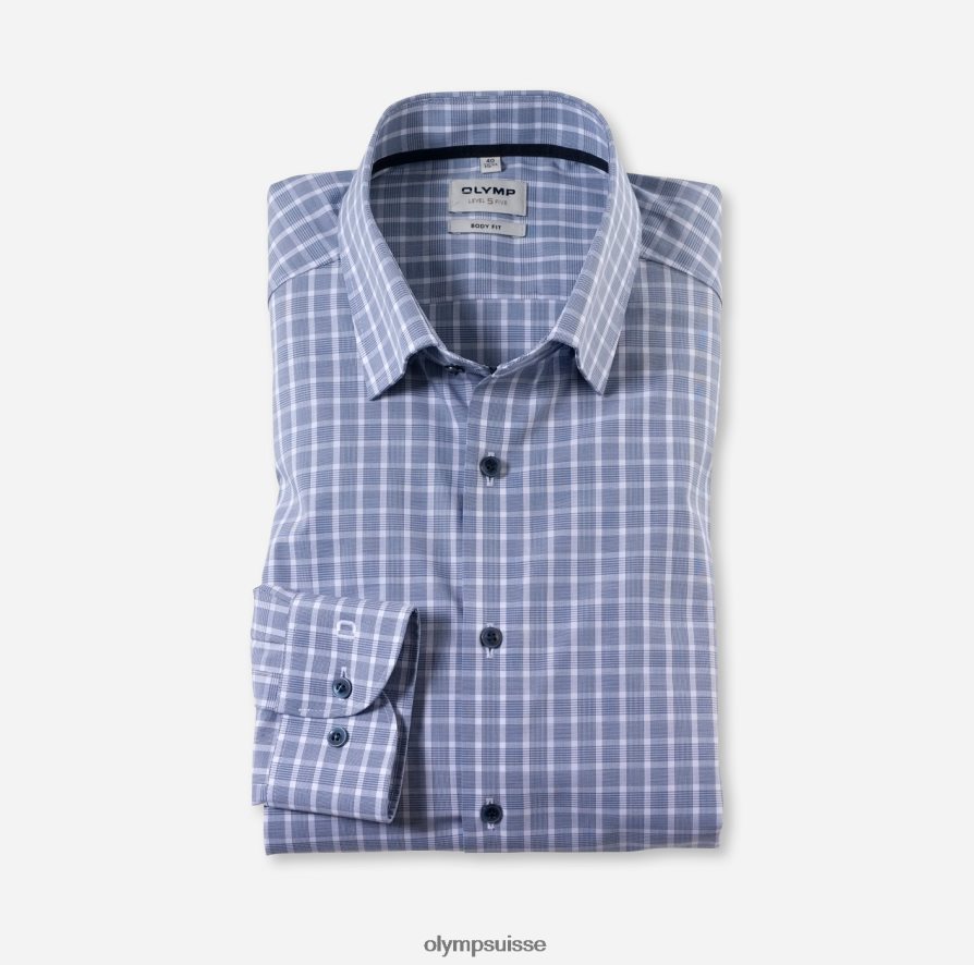 coupe corporelle niveau cinq, chemise d'affaires, manches longues extra longues, sous boutonnée, bleu fumée OLYMP vêtements VVP4DB885