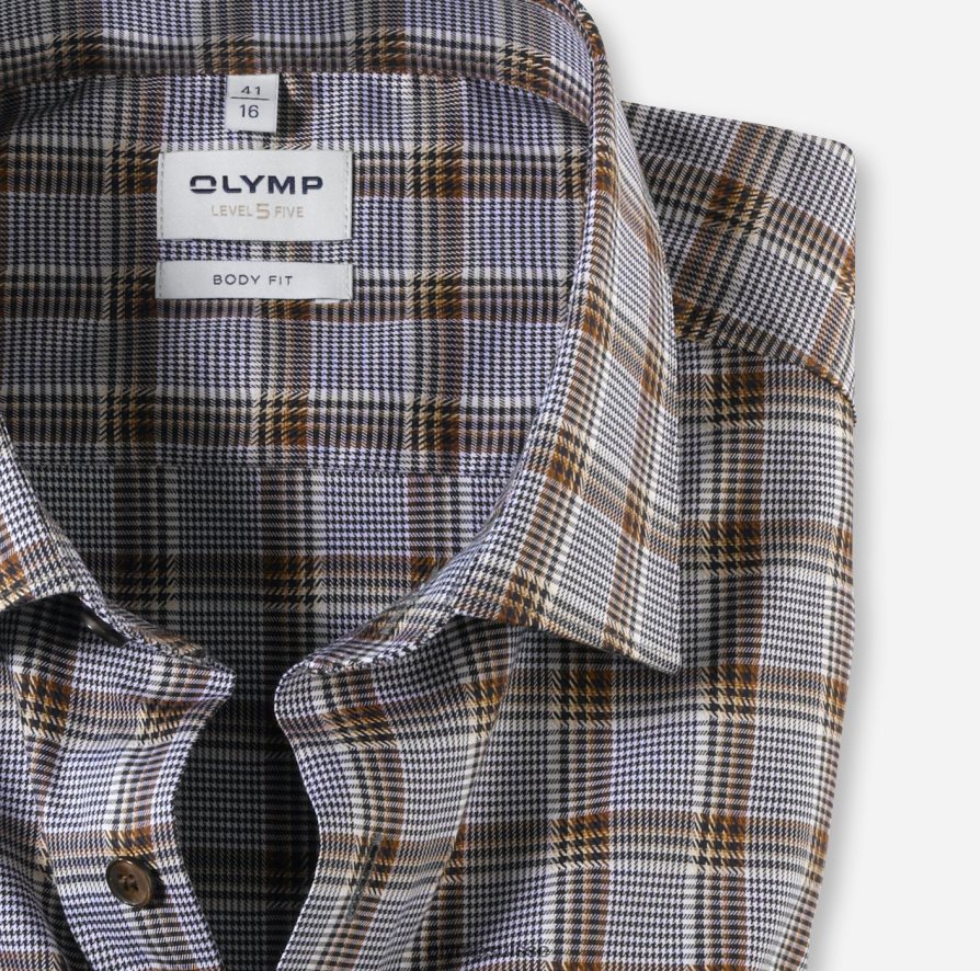 coupe corporelle niveau cinq, chemise d\'affaires, new york kent, marron OLYMP vêtements VVP4DB427