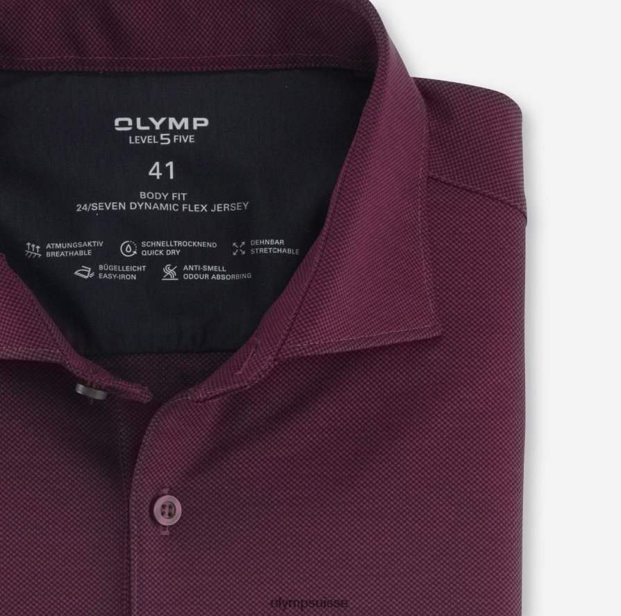 niveau cinq 24/7 body fit, chemise business, kent, grenat OLYMP vêtements VVP4DB803