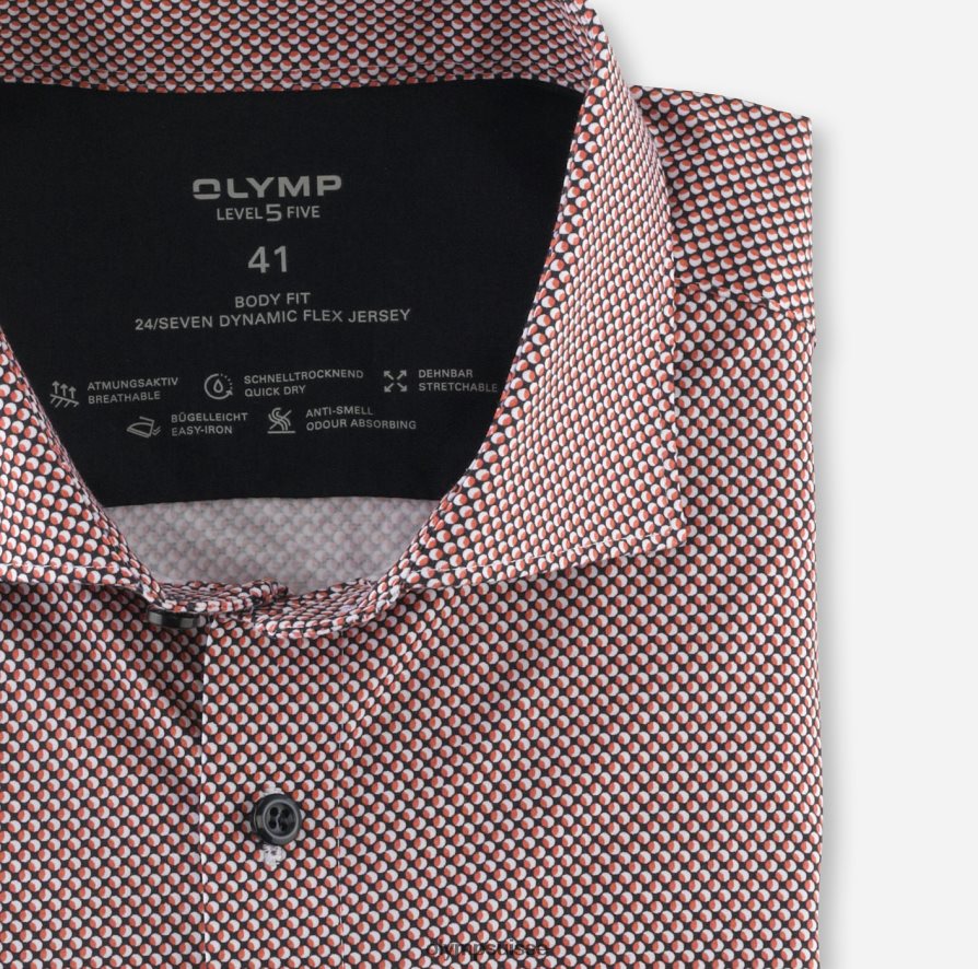 niveau cinq 24/7 body fit, chemise business, kent, rouge orange OLYMP vêtements VVP4DB627
