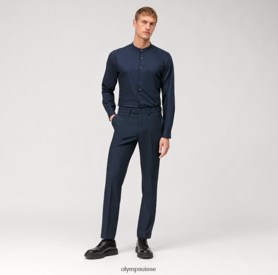 vêtement de niveau cinq, coupe corporelle lavée, chemise business, col montant, marine OLYMP vêtements VVP4DB458