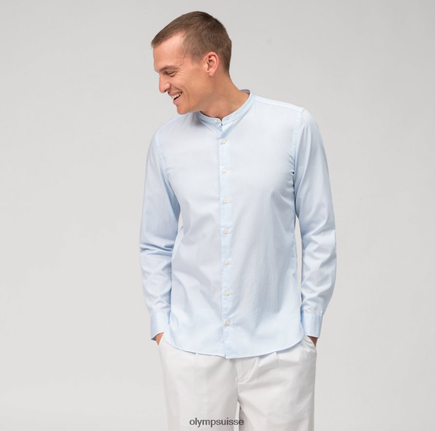 vêtement lavé niveau cinq, chemise business, col montant, bleu OLYMP vêtements VVP4DB496