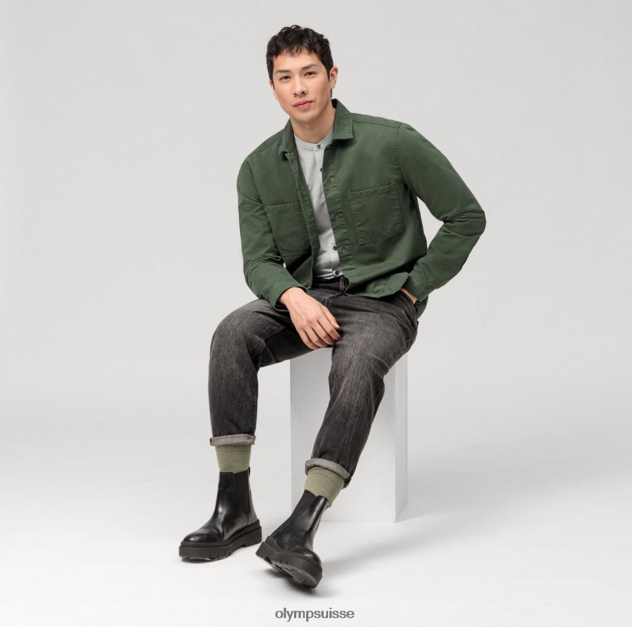 Non. six 24/7 super slim, chemise business, col montant, olive OLYMP vêtements VVP4DB58