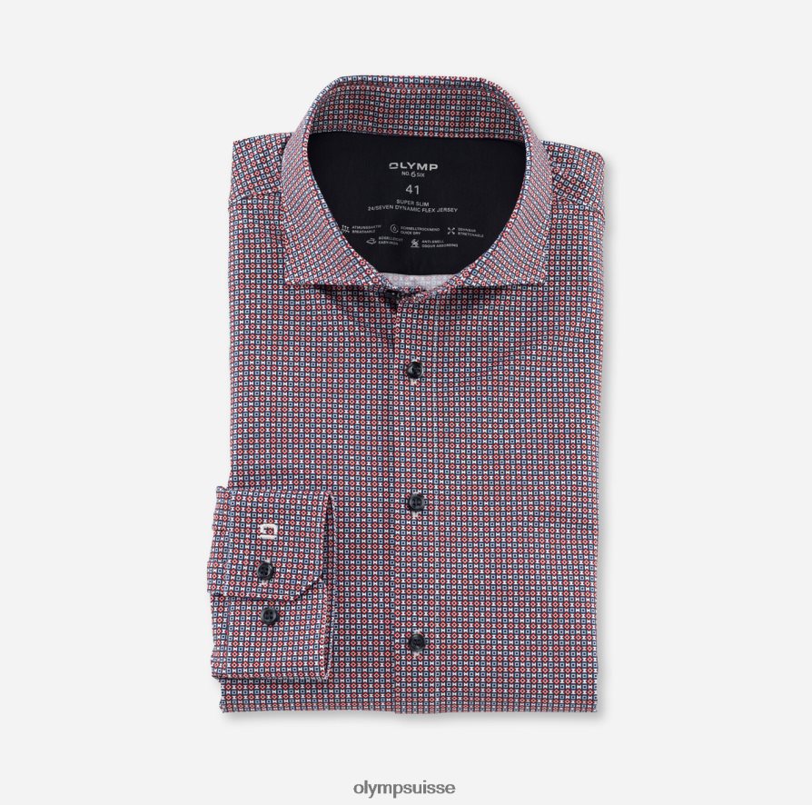 Non. six 24/7 super slim, chemise business, kent, rouge orange OLYMP vêtements VVP4DB242