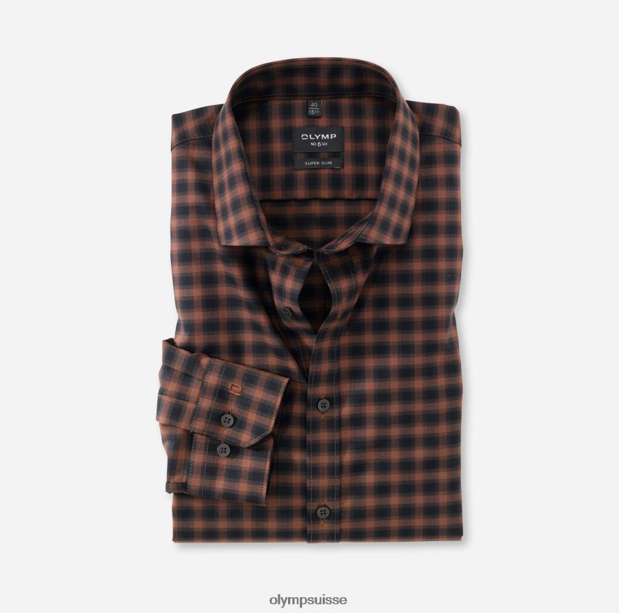 Non. six super slim, chemise business, kent moderne, marron OLYMP vêtements VVP4DB245