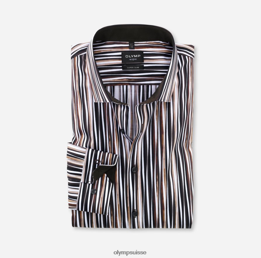 Non. six super slim, chemise business, kent moderne, marron OLYMP vêtements VVP4DB252