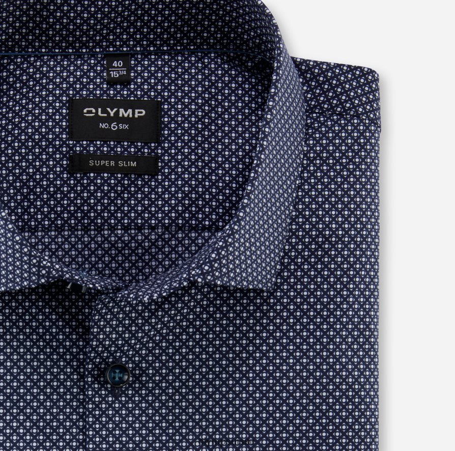 Non. six super slim, chemise business, manches longues extra longues, kent moderne, marine OLYMP vêtements VVP4DB323