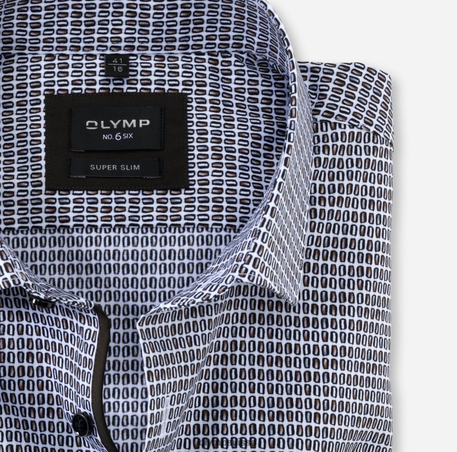 Non. six super slim, chemise business, manches longues extra longues, kent moderne, marron OLYMP vêtements VVP4DB313