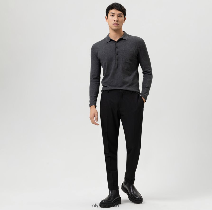 niveau cinq tricot body fit, col polo, anthracite OLYMP vêtements VVP4DB1754