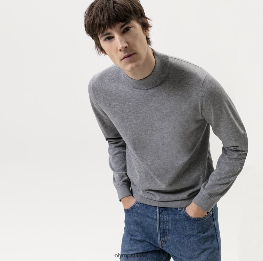 niveau cinq tricot body fit, pull col montant, gris argenté OLYMP vêtements VVP4DB1875