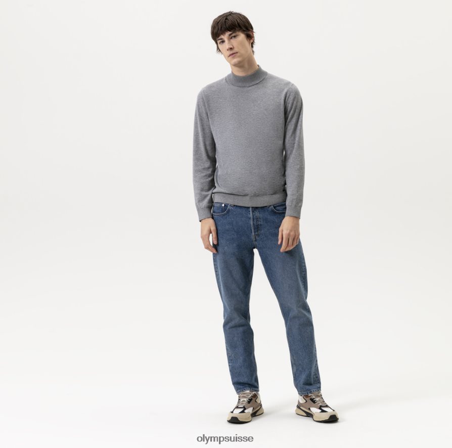 niveau cinq tricot body fit, pull col montant, gris argenté OLYMP vêtements VVP4DB1875