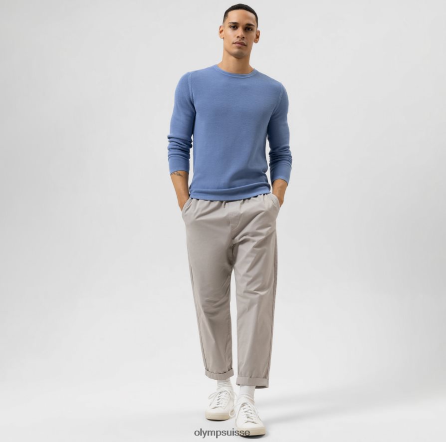 niveau cinq tricot body fit, pull col rond, ciel OLYMP vêtements VVP4DB1851