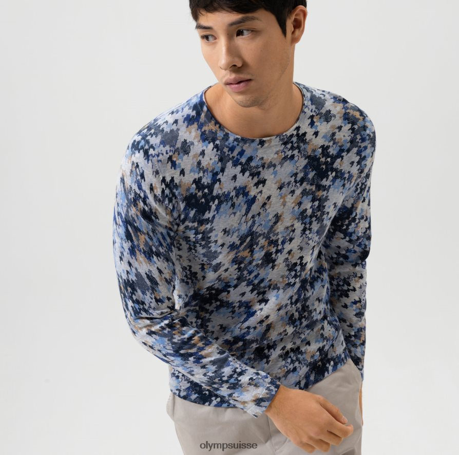 niveau cinq tricot body fit, pull col rond, marine OLYMP vêtements VVP4DB1748