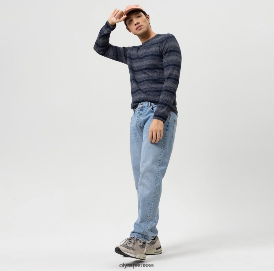 niveau cinq tricot body fit, pull col rond, marine OLYMP vêtements VVP4DB1756