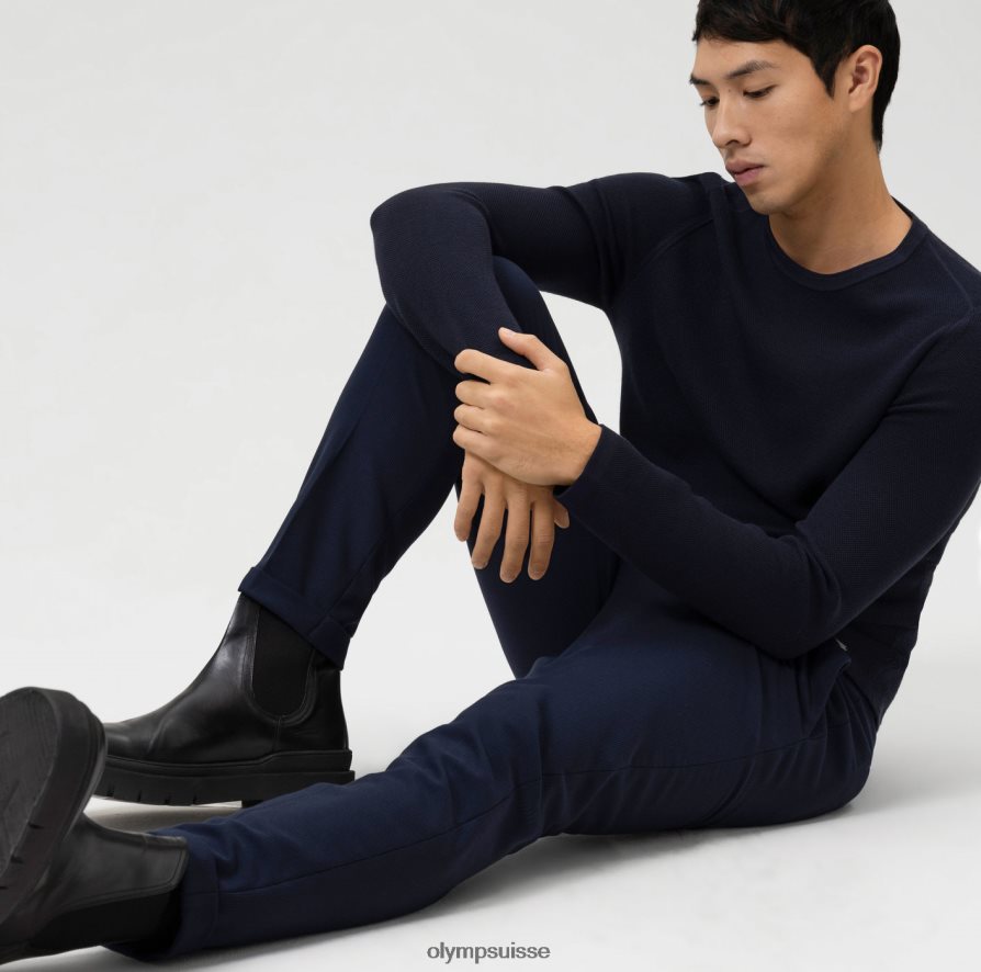 niveau cinq tricot body fit, pull col rond, marine OLYMP vêtements VVP4DB1842