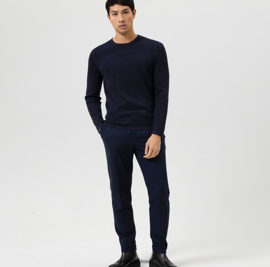 niveau cinq tricot body fit, pull col rond, marine OLYMP vêtements VVP4DB1842