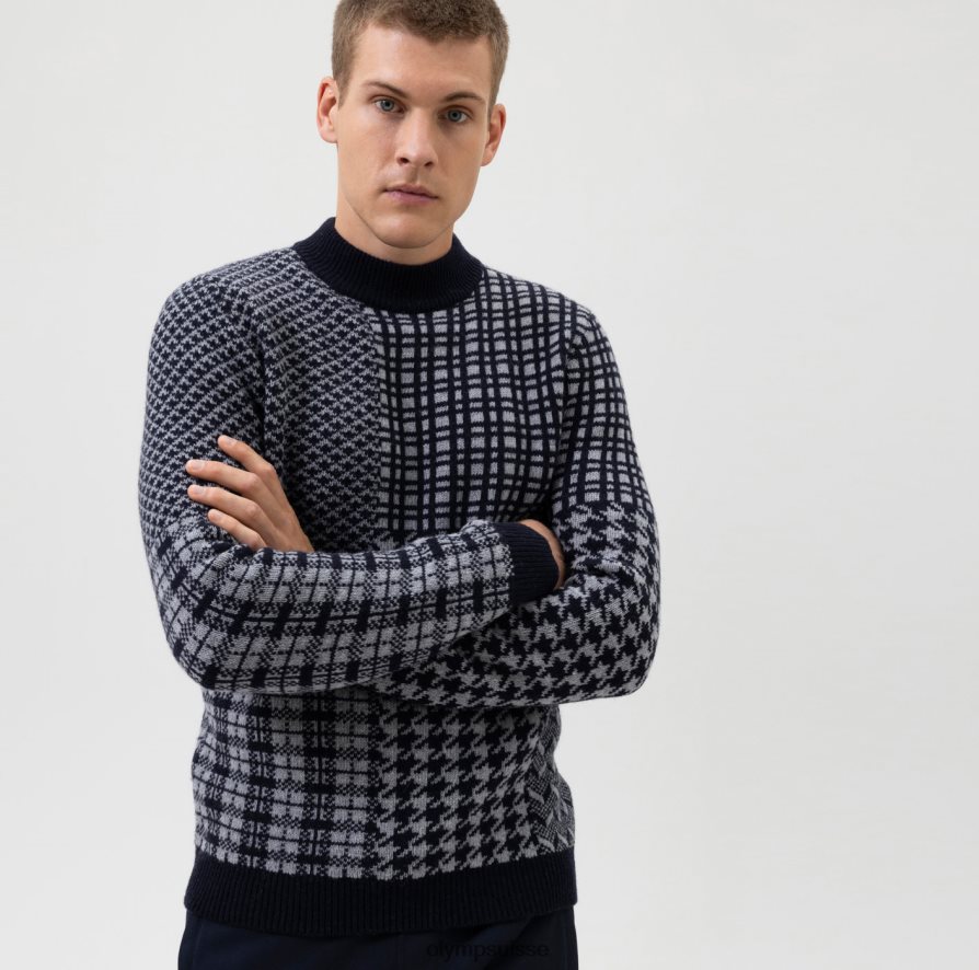 niveau cinq tricots body fit, pull col montant, gris OLYMP vêtements VVP4DB1844