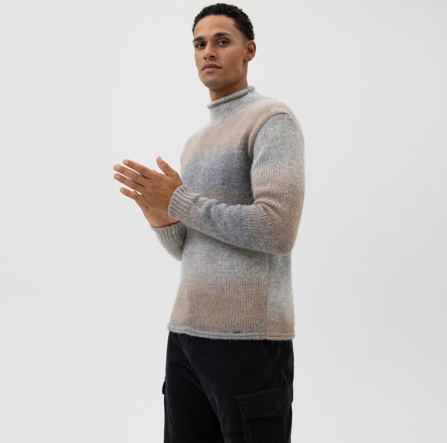 niveau cinq tricots body fit, pull col montant, gris OLYMP vêtements VVP4DB1848