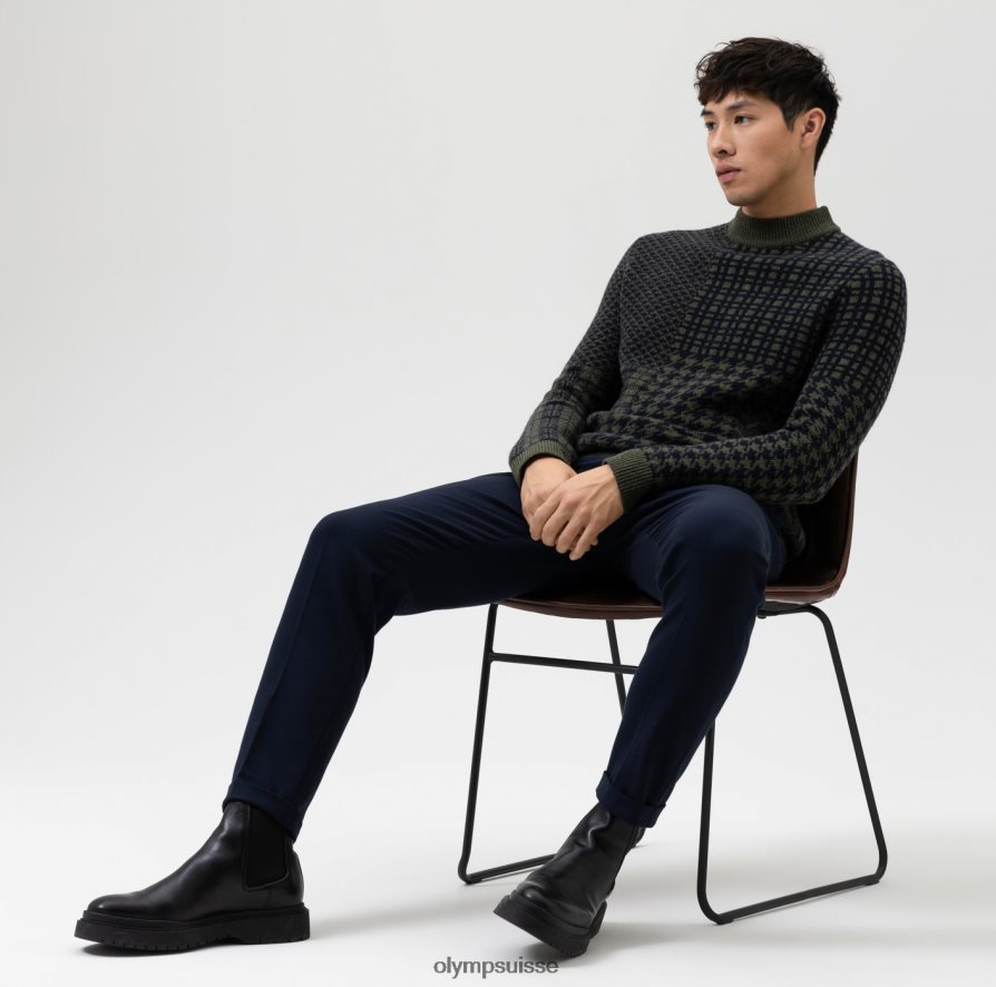 niveau cinq tricots body fit, pull col montant, olive OLYMP vêtements VVP4DB1858