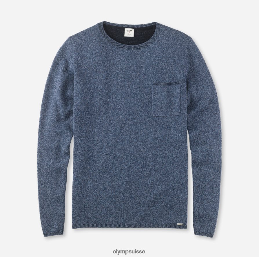 niveau cinq tricots body fit, pull col rond, bleu OLYMP vêtements VVP4DB1869