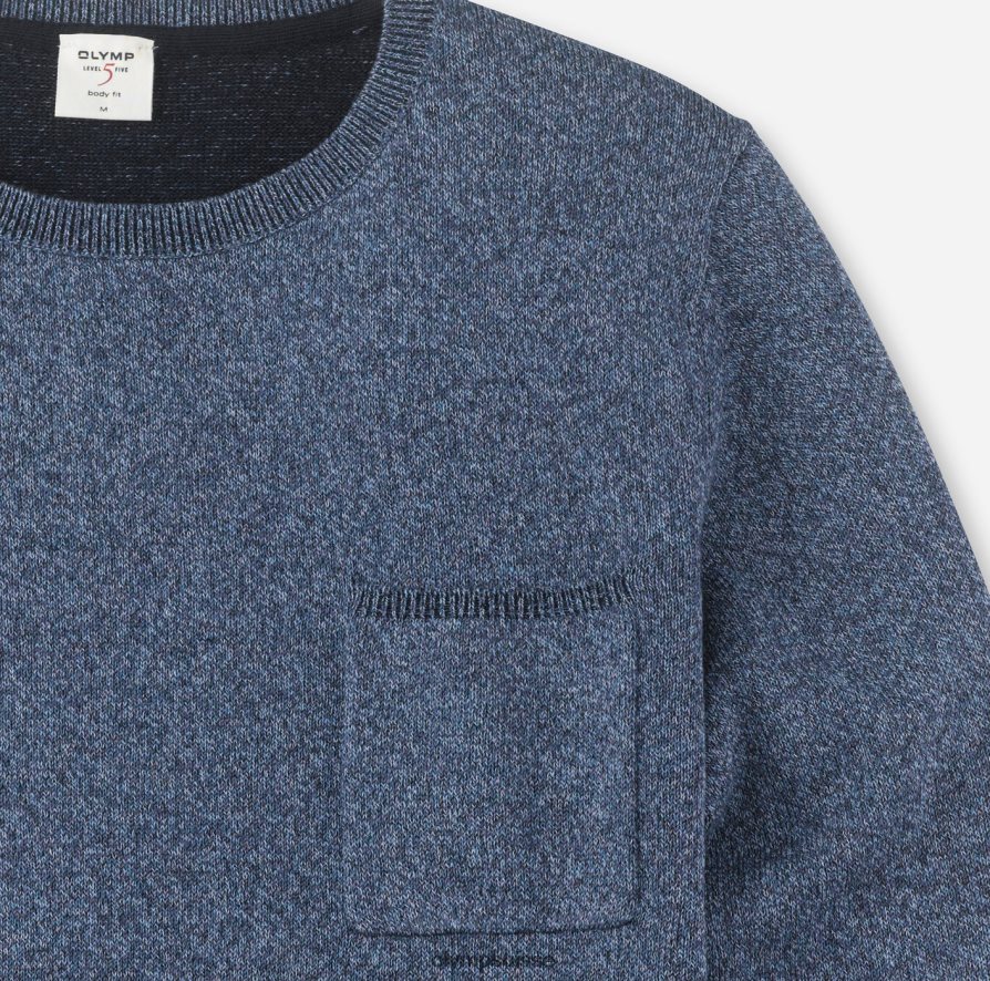 niveau cinq tricots body fit, pull col rond, bleu OLYMP vêtements VVP4DB1869