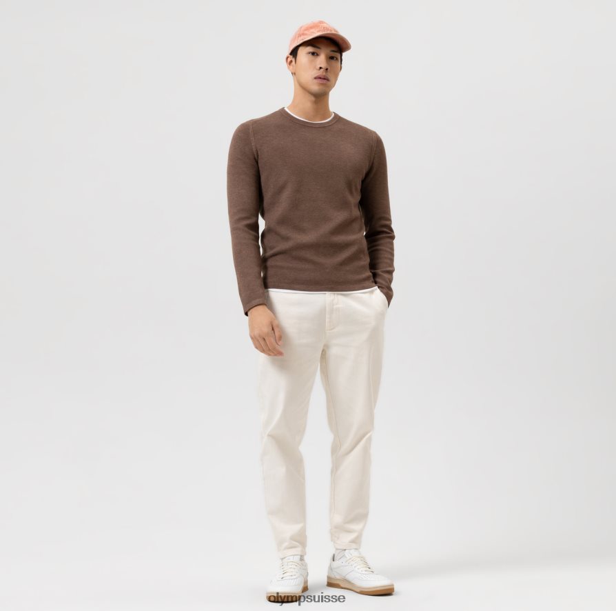 niveau cinq tricots body fit, pull col rond, marron OLYMP vêtements VVP4DB1760