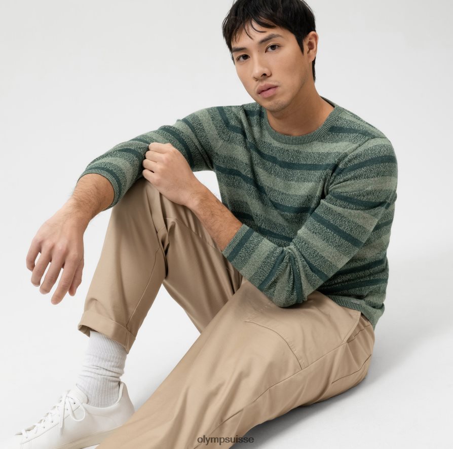 niveau cinq tricots body fit, pull col rond, vert OLYMP vêtements VVP4DB1758