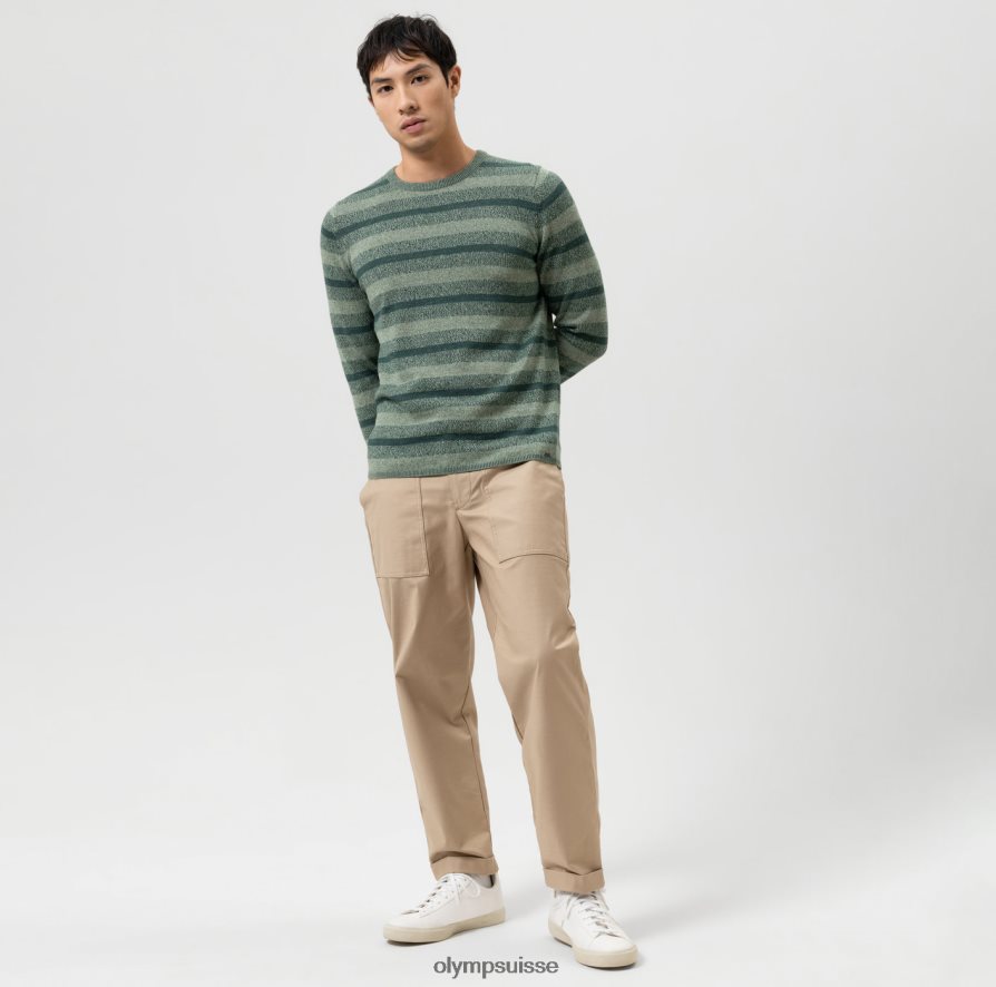 niveau cinq tricots body fit, pull col rond, vert OLYMP vêtements VVP4DB1758