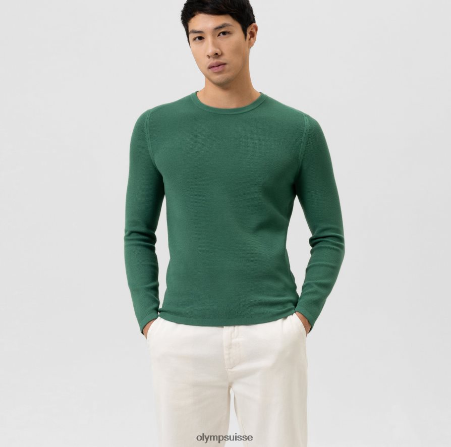 niveau cinq tricots body fit, pull col rond, vert OLYMP vêtements VVP4DB1834